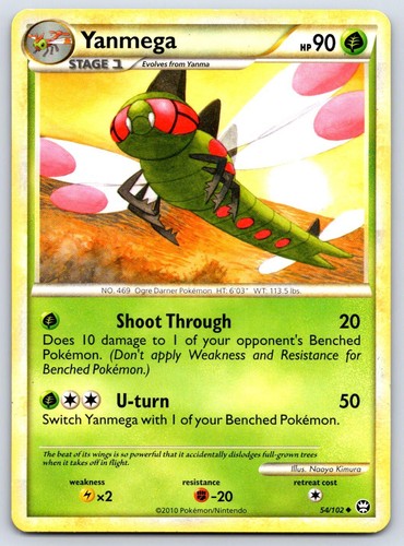 Yanmega 54/102 Uncommon HGSS Triumphant Pokemon Moderately Played