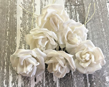 Vintage Millinery Small Rose Flower White- For 6