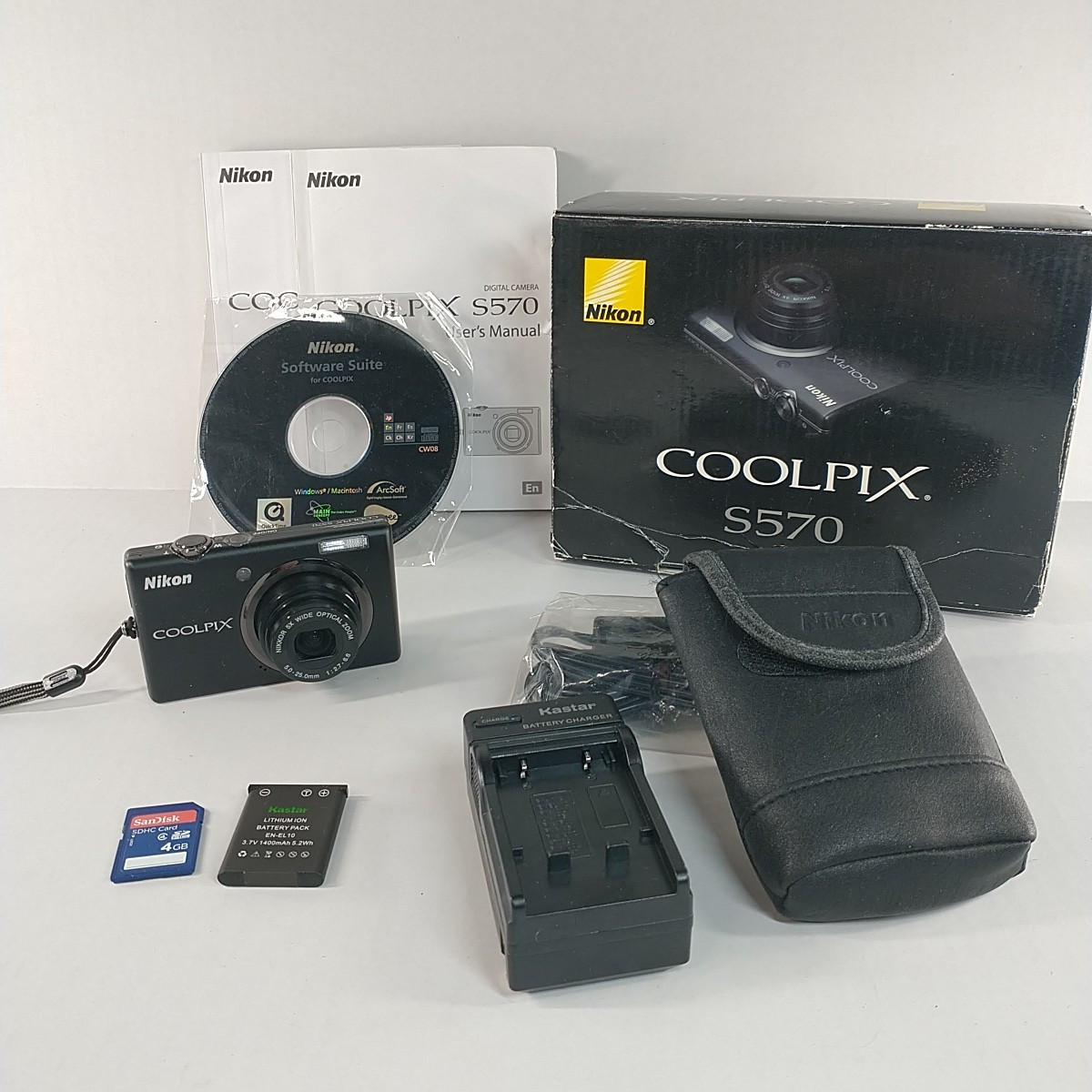 【完動品】Nikon Coolpix S570 デジタルカメラ 充電器付 Nikon COOLPIX S570 12.0 MP Digital Camera in Box + Battery SD