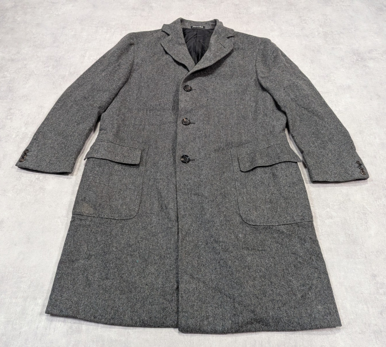 Pal Zileri, Vtg Pal Zileri Coat Mens UK 46 Wool Tweed Jacket Trench Pea Country 90s Smart