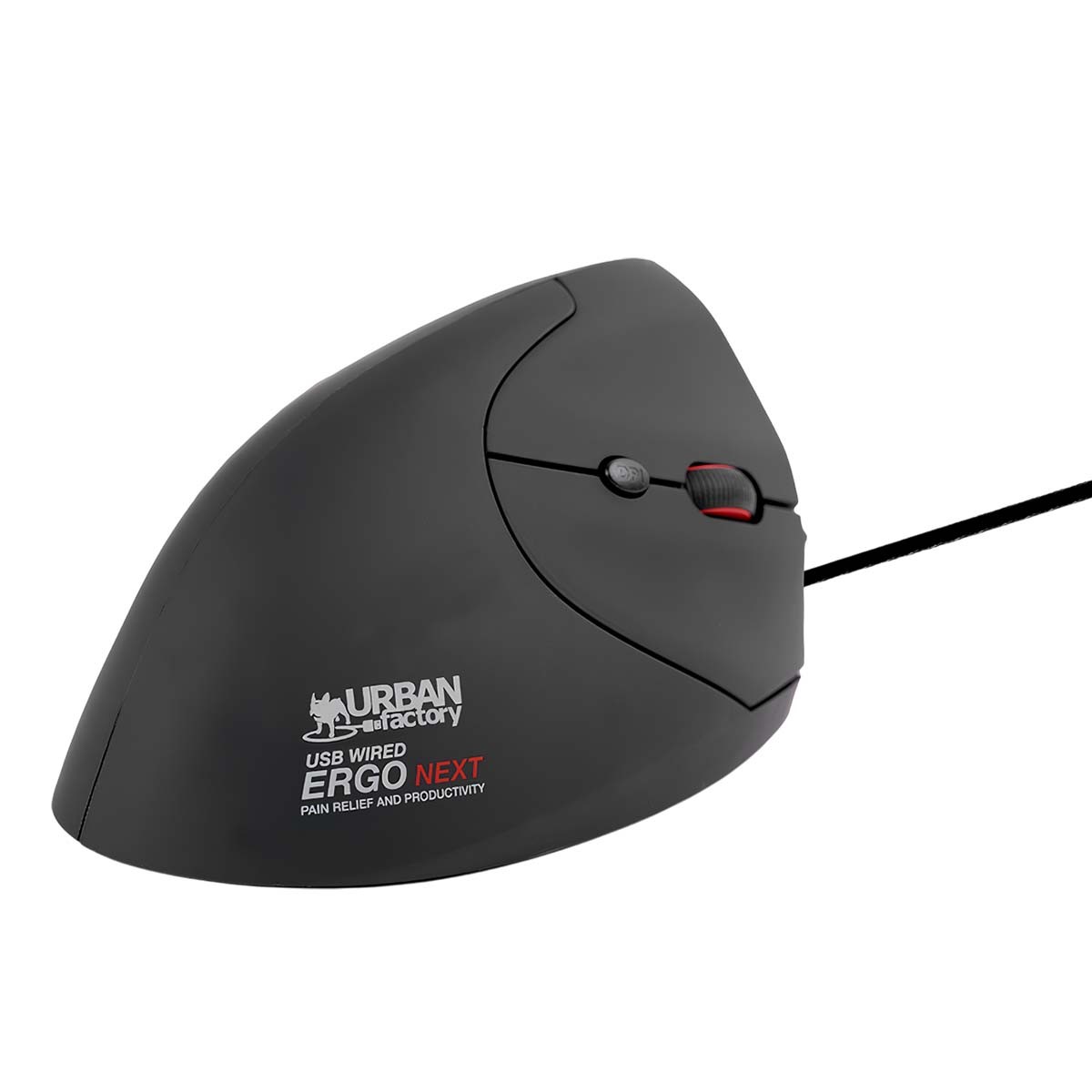 Souris verticale contre le mal de poignet avec fil pour droitier noir