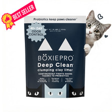 Boxie Probiotic Cat Litter, 40 Day Odor Control, Clumping Clay 16 Lb, Black