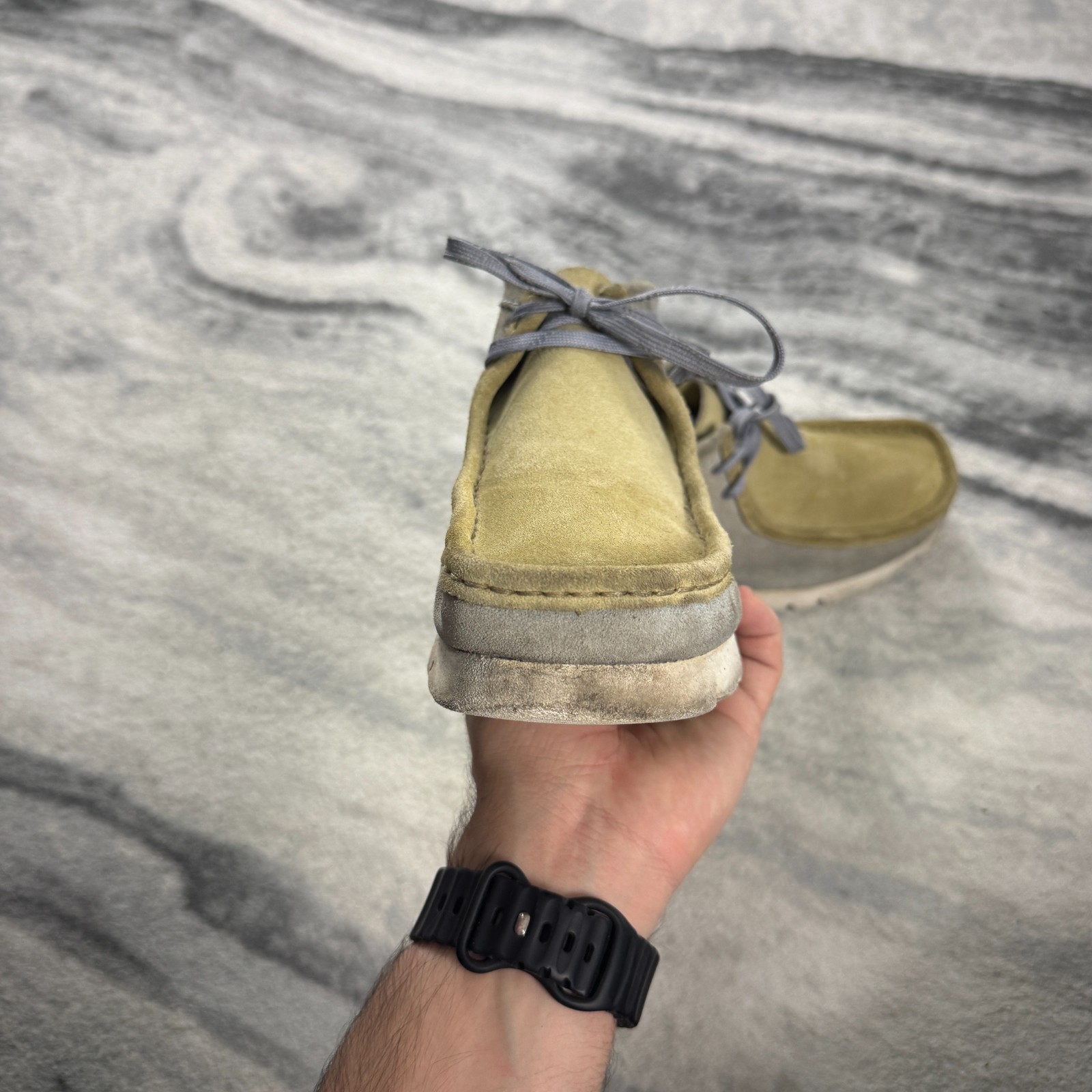 Clarks Originals 2020 Wallabee Gen Mid Two-Tone Suede Grey Beige Shoes UK 6.5 G image 7