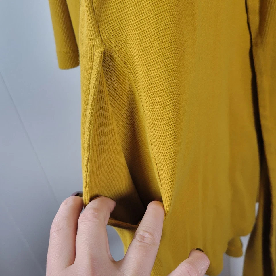 Kate Quinn XS/S Algodón Orgánico Amarillo Bata Mostaza Bolsillos y Corbata Cintura Otoño Acogedor Foto 4 de 4