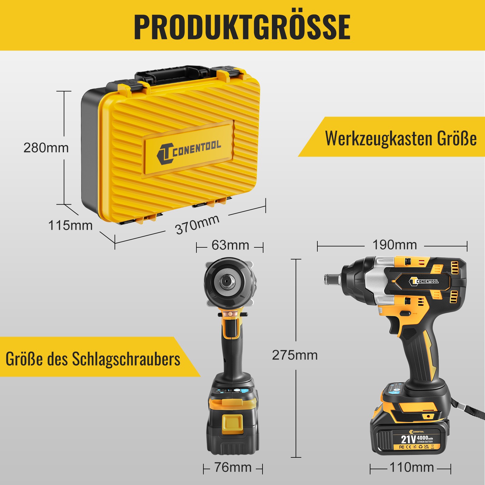 Avvitatore a percussione CONENTOOL 21V 1200NM foto 6