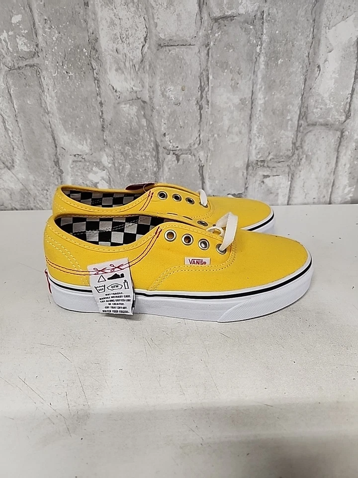 Sapatos de skate Vans amarelo cano baixo clássico juvenil meninos 4 meninas 5,5 - Imagem 3 de 4