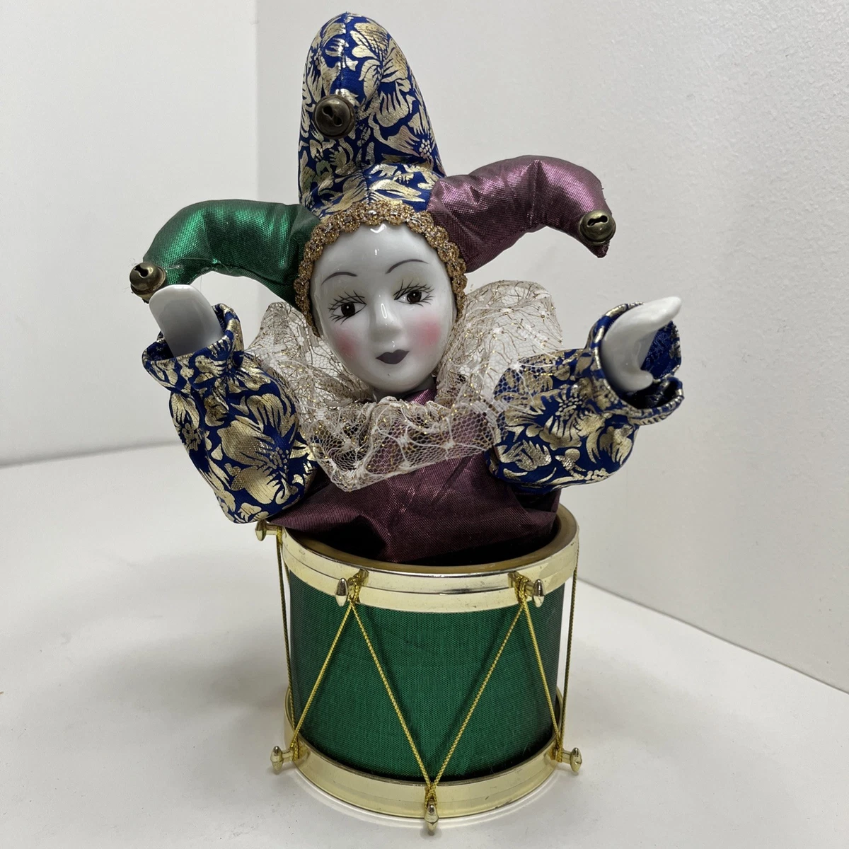 Poupée Ancienne En Porcelaine - Clown Musical - Automate Vintage