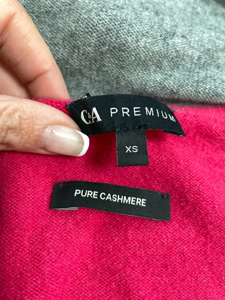 C&A Gr. XS 100% KASCHMIR Damen Pullover Rosa Fuchsia Langarm - Bild 2 von 4