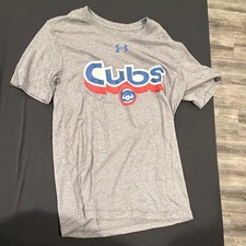 Under Armour Chicago Cubs MLB Shirt Gray Blue Red White Size S Baseball