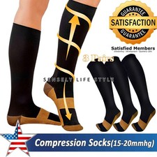 3/6 Pairs Plus Size Compression Socks Wide Calf 15-20mmHg Graduated Compression