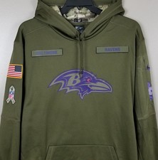 NIKE BALTIMORE RAVENS NFL SALUTE-TO-SERVICE HOODIE TEAM ISSUED GREEN SIZE 2XL