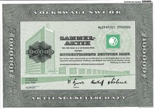 Volkswagen Werk AG Wolfsburg 1961 100000 DM azione popolare VW Maggiolino auto H. Nordhoff