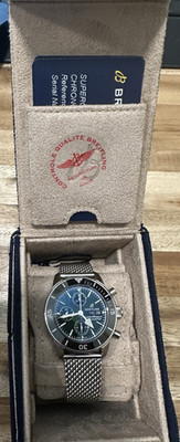 Breitling Superocean Heritage Chronograph 44 Green Dial Mesh Band Watch