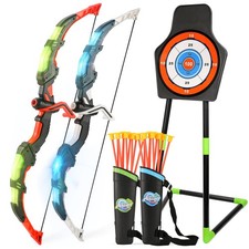 Bow and Arrow Set for Kids 2 Pack LED Light Up Archery Set with 20 Suction Cup
