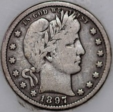 1897-S Barber Quarter 90% Silver, 100+ years Old As Shown [SN03]