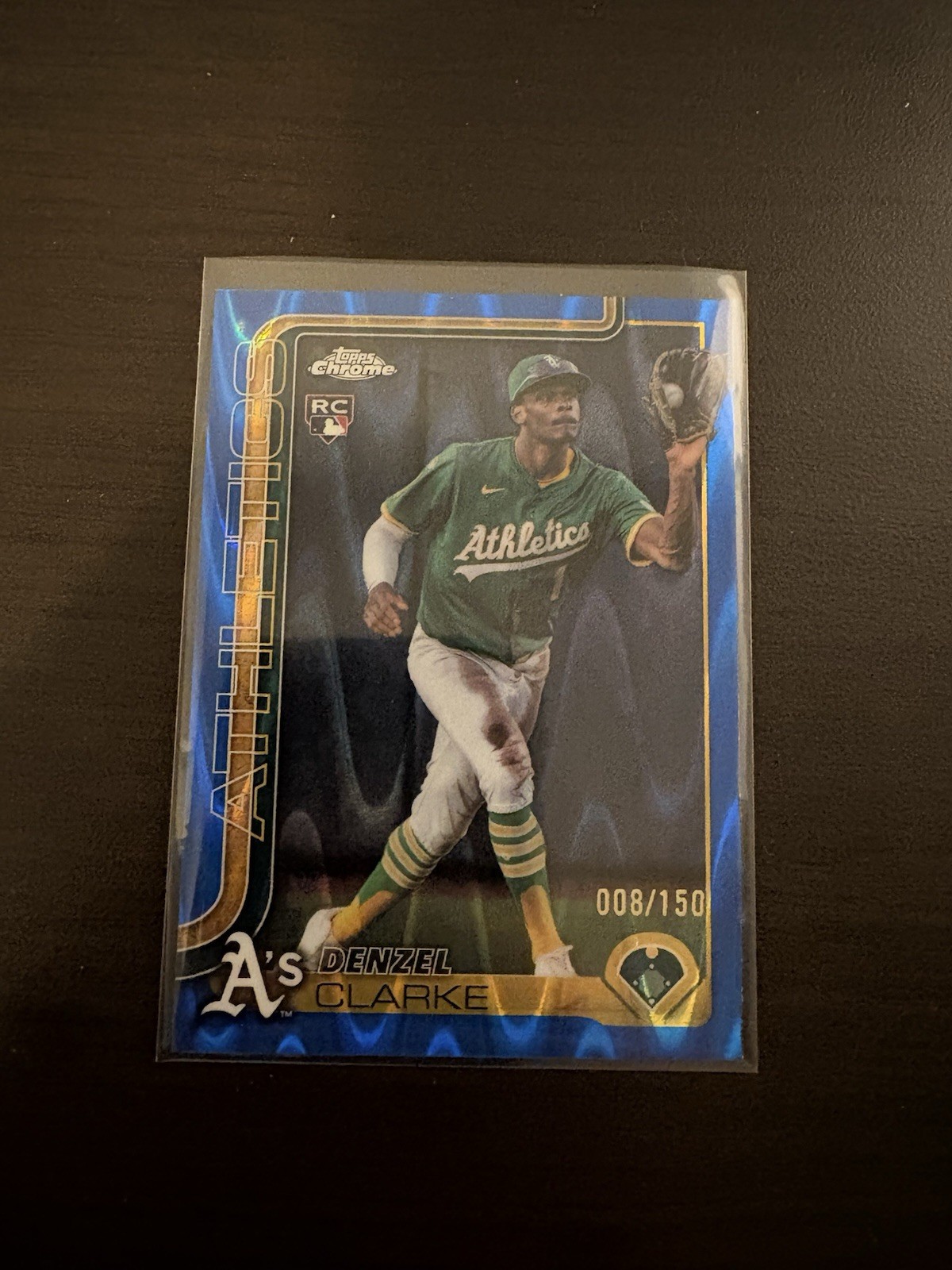 2025 Topps Chrome Update Denzel Clarke Blue RayWave Refractor /150 RC #USC15