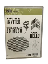 PREOWNED Stampin Up! Sale-A-Bration “Oh Hello” 7-Piece Cling Stamp Set Scrapbook