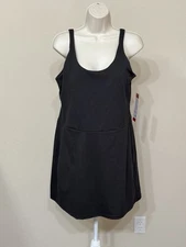 Elle Sport Women’s Black Scoop Neck Sleeveless Soft Activewear Tank Mini Dress M