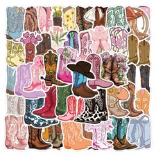 Cowboy Boots Stickers,55PCS Country Western Cowgirl Decals Vinyl Colourful