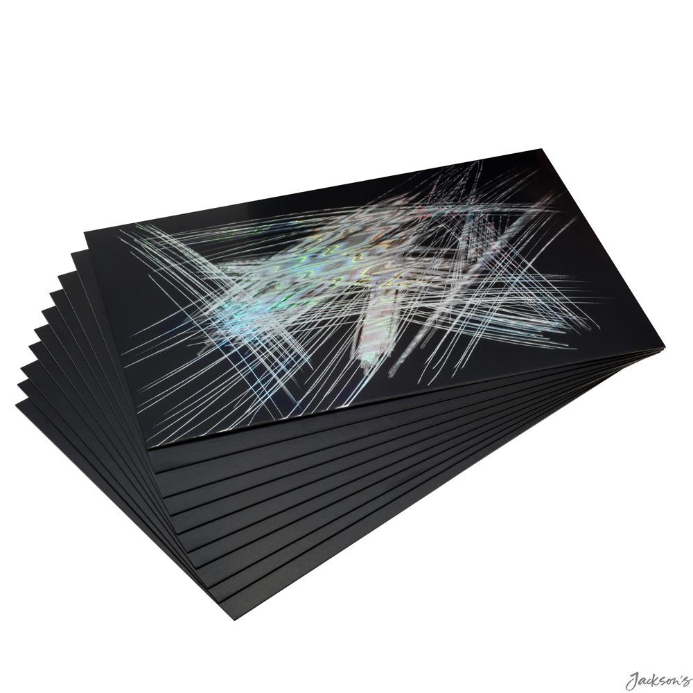 Essdee Scraperfoil Scratch Art Sheets Black Coated Holographic 229x152mm 10 Pack