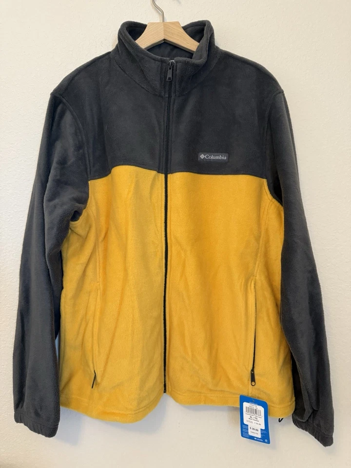 Chaqueta polar Columbia Granite Mountain XL NUEVA CON ETIQUETAS gris amarillo cremallera completa para hombre’s Foto 2 de 4