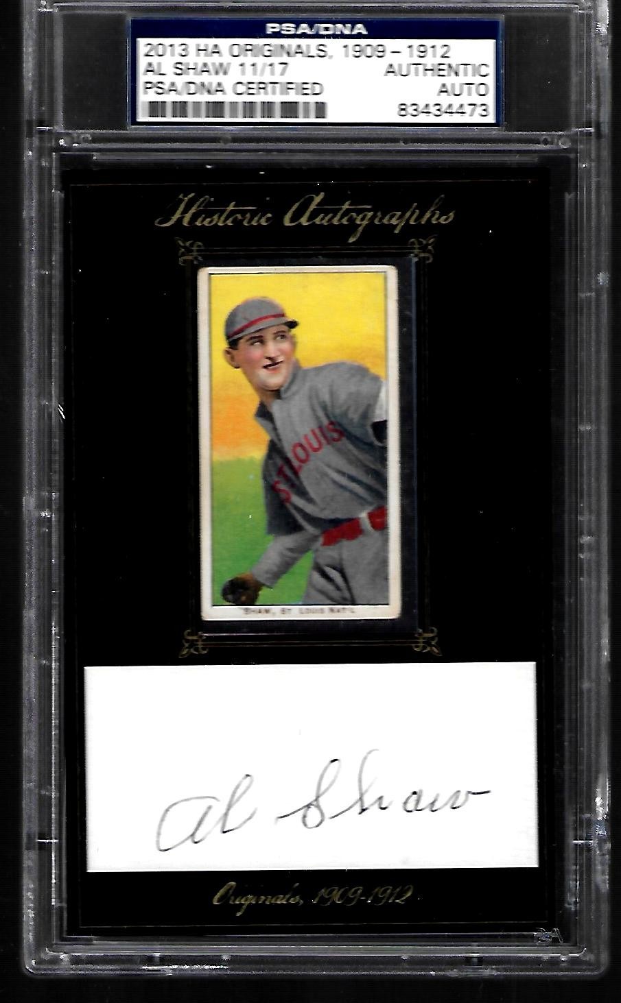 1909 AL SHAW T 206 TOBACCO CARD WITH CUT AUTOGRAPH PSA DNA