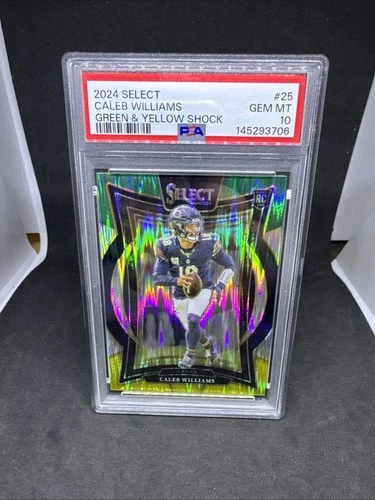 Caleb Williams 2024 Select Concourse Green & Yellow Shock #25 PSA 10 Rookie RC