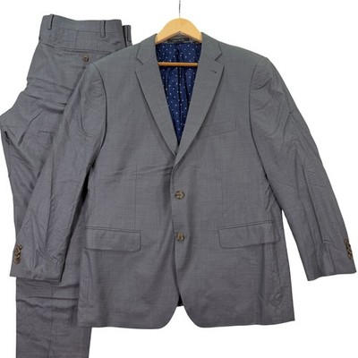 Indochino Bespoke Mens 44S Slim Short Wool 2 Piece Suit Gray Blazer 38x28 Pants