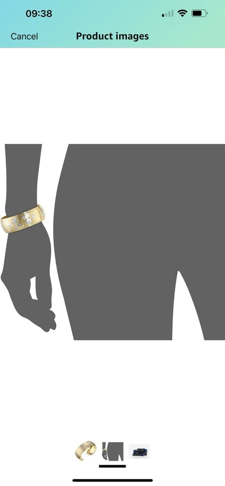 Brazalete brazalete grabado a mano relleno de oro amarillo de 14K Foto 4 de 4