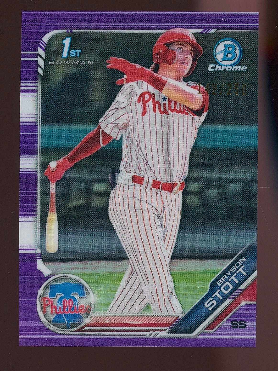 2019 Bowman Chrome Bryson Stott Rookie Purple Refractor /250 Phillies