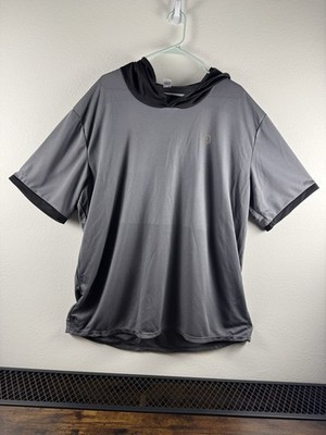 Neleus Mens 3XL Gray Short Sleeve Hoodie Athletic Gym Training Shirt