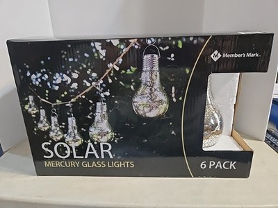 6 Mercury Glass Solar Lights New Never Used But Box Has Been Opened