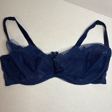 Cacique Navy Blue Lace  Tulle Plunge Bra - 42DDD