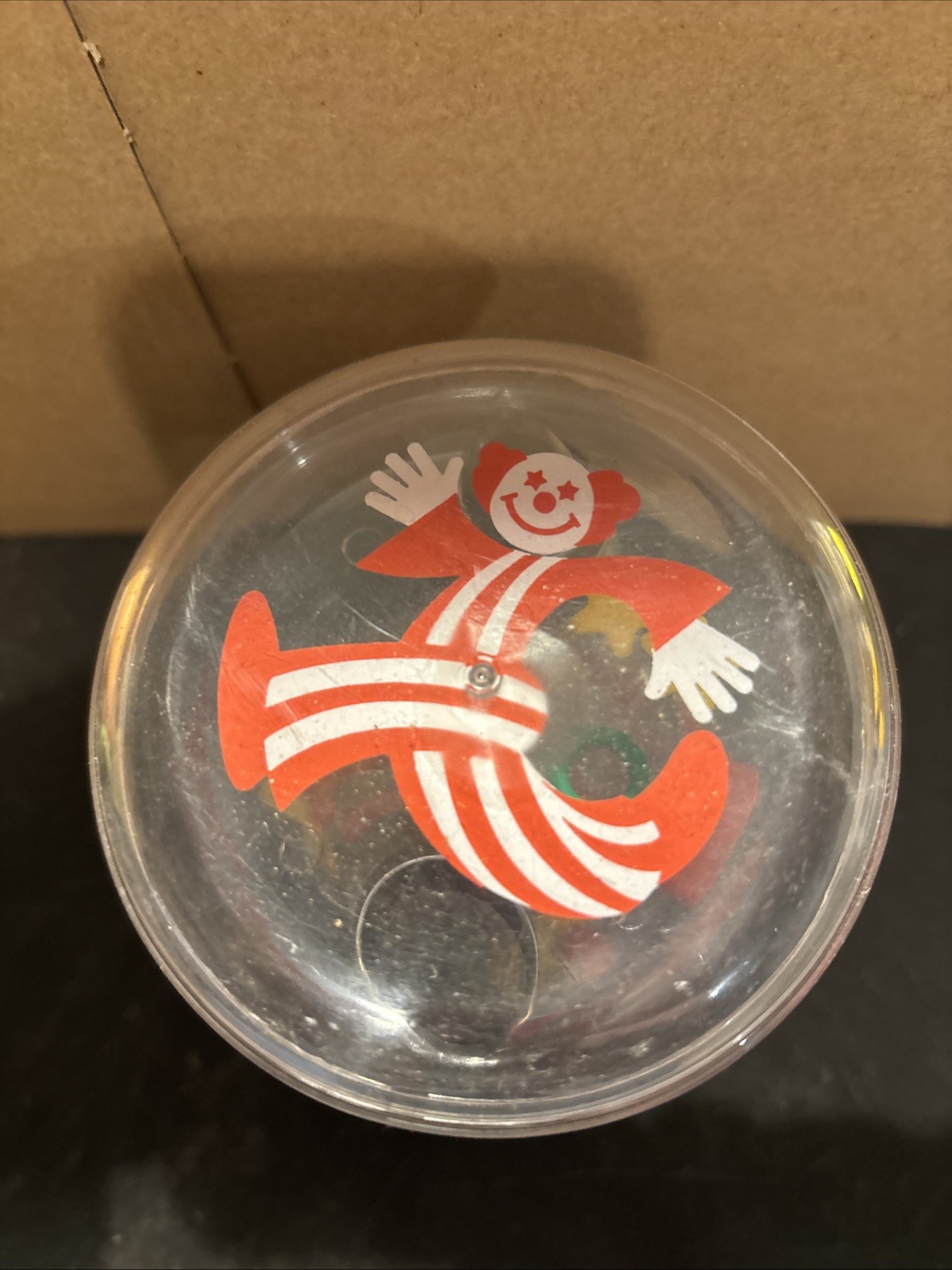 Johnson & Johnson Playpath ROLLING CIRCUS Clear Baby Rattle Clowns Stars Beads