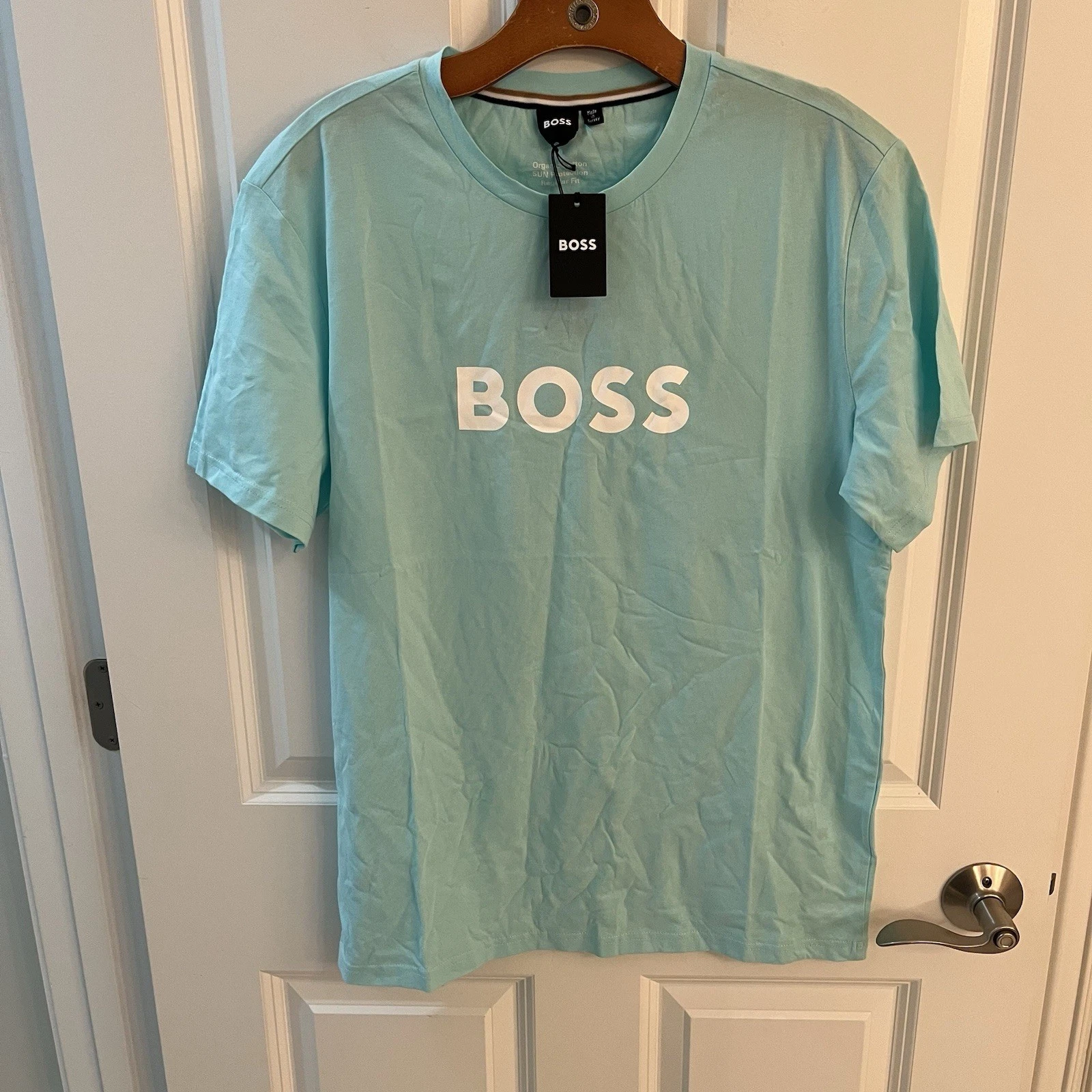 Hugo Boss Men Medium M Tee T Shirt Green UPF Protection Beachwear Sun NWT New