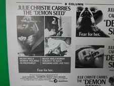 DEMON SEED Movie Mini Ad Sheet Vintage Advertising Poster Film Clip Art Horror