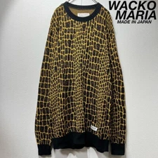 WACKO MARIA KNIT SWEATER (THICK L COTTON MULTI-COLOR LEOPARD 23SS-WMK-KN15 Used