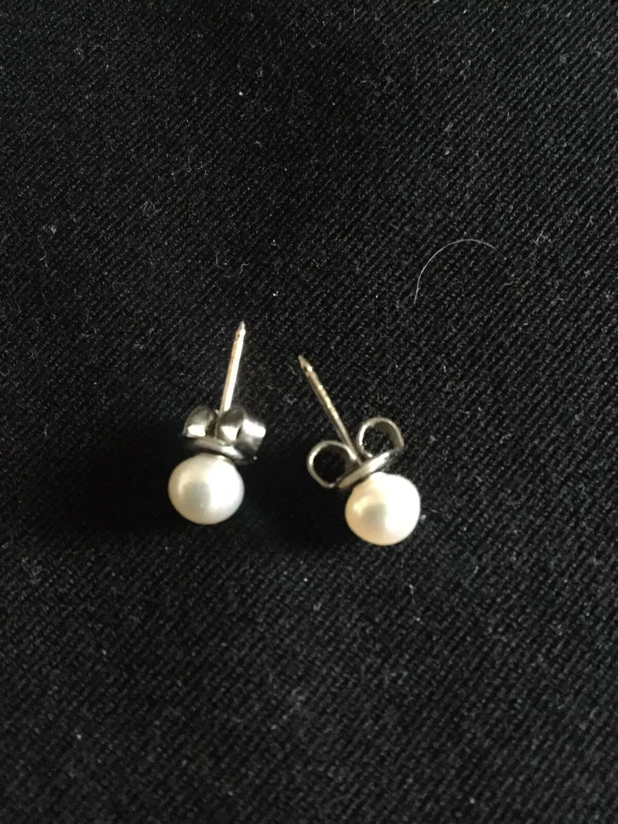 14K White Gold and Pearl Studex Classic Earrings eBay