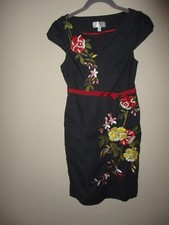 Anthropologie Lucillae Moulinette Soeurs Blue Embroidered Flowers Sheath Dress 0