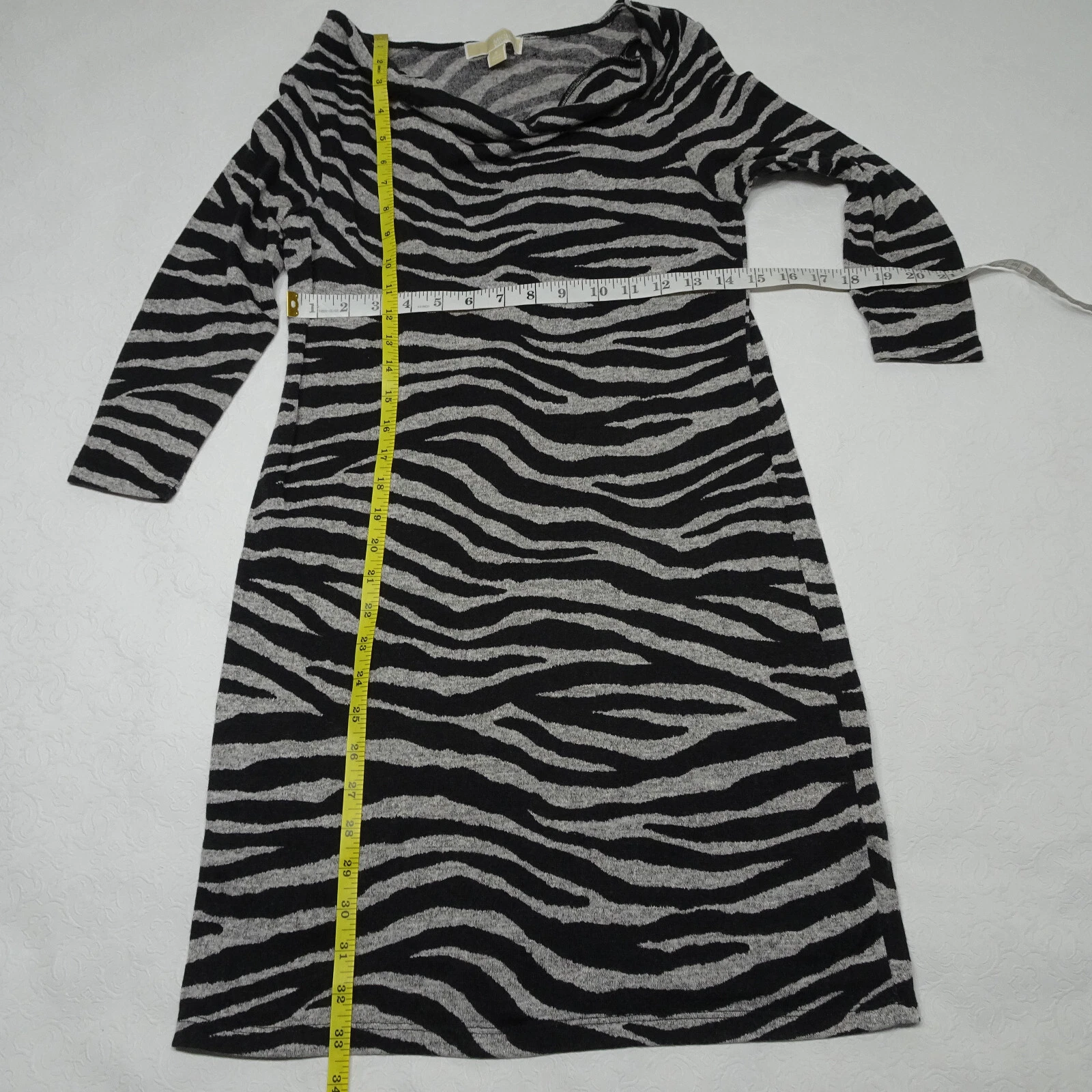 Abito maglione Michael Kors taglia M stampa zebrata scollo cappuccio maniche a 3 4