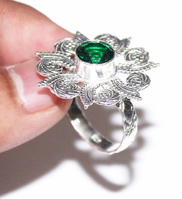 Top Quality  Peridot Round Shape Gemstone Handmade Ring Jewelry Size 8 Inches