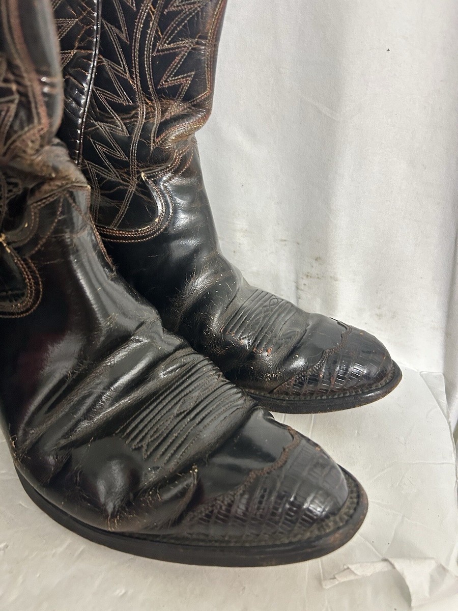 Vintage Nocona 10 Brown Leather Western Cowboy Boots Rodeo Trad