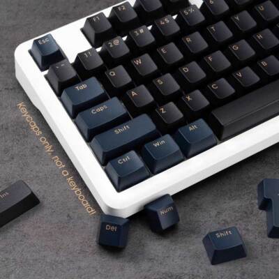 Navy Blue + Black PBT Keycaps Set Doubleshot for Cherry MX