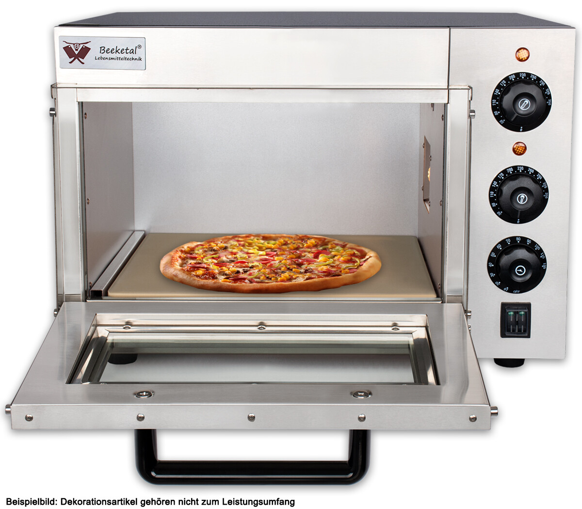 🍕 Beeketal Pizzaofen BPO35-1 – Elektrischer Pizzabackofen, 350°C, 2500W, 230V – Mit Schamottstein Für Knusprige Pizza & Flammkuchen