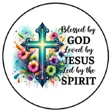 BLESSED BY GOD LOVED BY JESUS ENVELOPE SEALS LABELS STICKERS PARTY FAVORS