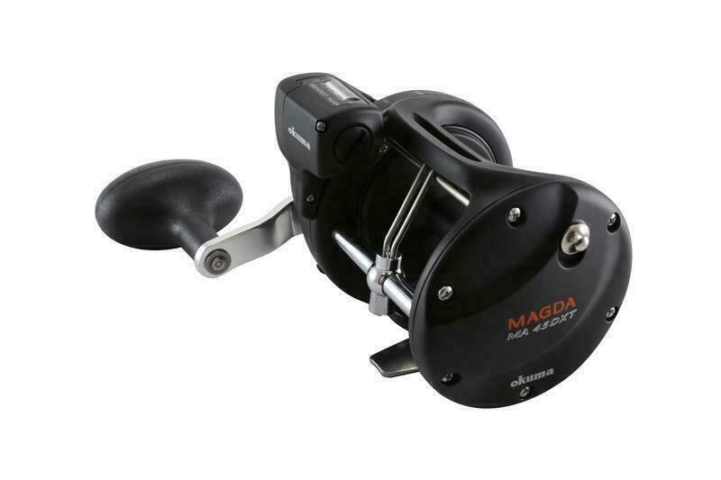 Okuma Magda Pro Line Counter Levelwind Trolling Reel, Small, Black/Silver, MA-20