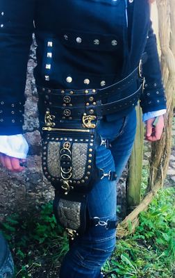 Leder Schlangenleder Steampunk Utility Hüfttasche Tasche Gürtelholster Radfahren Biker.