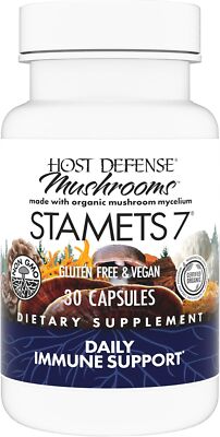 Host Defense Stamets 7- Mushroom Supplement for Immune Support 30 Caps EXP 02/27