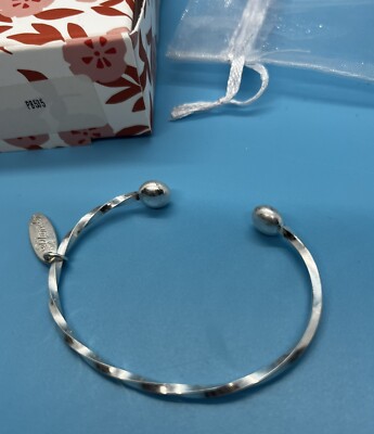 Plunder Silver Toned ''Gretta'' Twisted Open Cuff Bracelet. Modern. Stackable. 7''