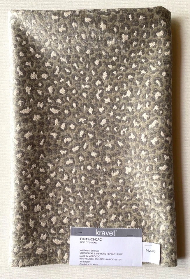 Remanente de tela Kravet Clarke & Clarke Ocelote Humo 24" Foto 2 de 4